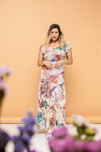 Vestido Anita babado folhas