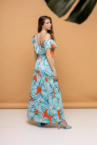 Vestido Anita babado orange